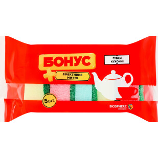 Губка кухонна Бонус, 5шт/уп (4820048483933)