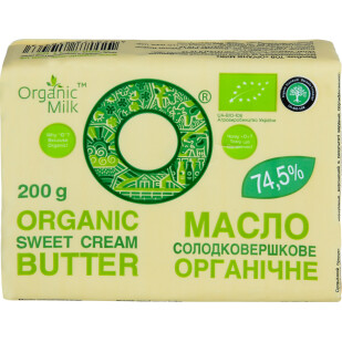 Масло сладкосливочное Organic Milk Крестьянское органическое 74,5%, 200г (4820178810463)