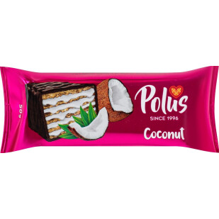 Торт Polus вафельный глазурированный с кокосом, 50г (4820204210113)