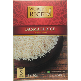 Рис Басмати в пакетиках World's Rice, 5*80г (4820009100992)