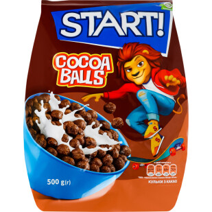 Шарики кукурузные Start c какао, 500г (4820008125477)