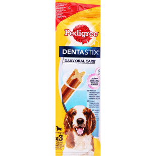Лакомство для собак 0-25кг DentaStix Pedigree, 77г (5998749104392)