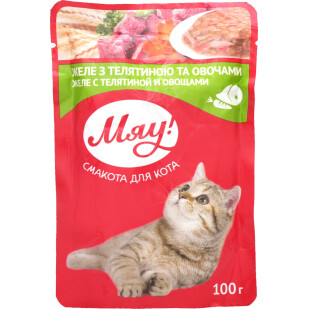 Корм для котів Мяу! желе телятина з овочами, 100г (4820083902826)