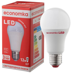 Лампа Экономка LED A60 12W 2800K E27, шт (4820172680260)