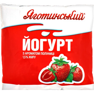 Йогурт Яготинський с ароматом клубники 1,5% п/э, 400г (4823005205586)