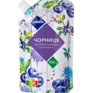 Черника Премія перетертая с сахаром, 250г (4823096402642)