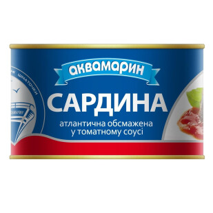 Сардина Аквамарин обсмажена в томатному соусі, 230г (4820183770981)