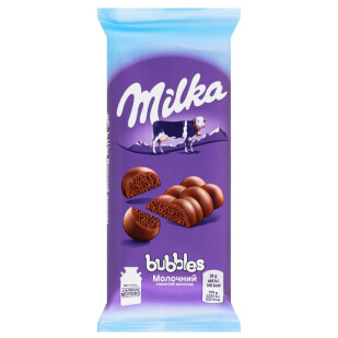 Шоколад молочний Milka Bubbles пористий, 80г (7622300789114)