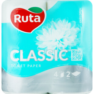 Папір туалетний Ruta Classic 2-шаровий, 4шт/уп (4820023740044)