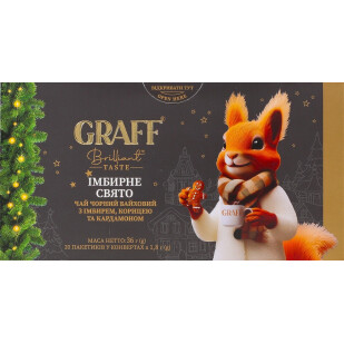 Чай черный Graff Имбирный праздник с ароматом имбиря, корицы и кардамона, 20*1,8г (4820279611433)