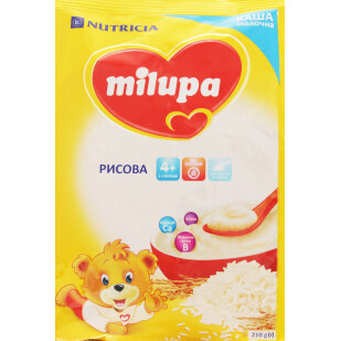 Каша рисовая Milupa молочная сухая быстрорастворимая от 4 месяцев, 210г (5900852931178)