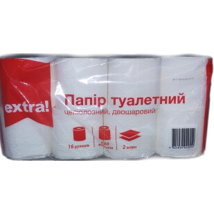 Бумага туалетная Extra! белая 2-слойная, 16шт/уп (4824034049554)