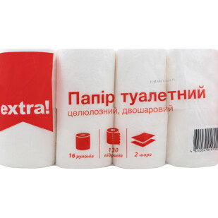 Бумага туалетная Extra! белая 2-слойная, 16шт/уп (4824034049554)