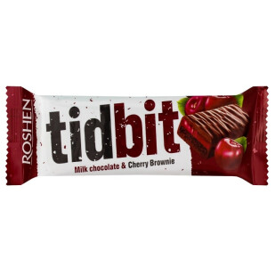 Батончик Roshen Tidbit молочный вишневый брауни, 50г (4823077630484)