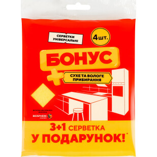 Салфетки Бонус вискозные, 3шт/уп (4820048483940)