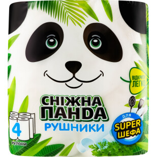 Рушники паперові Сніжна панда 2-шарові, 4шт/уп (4823019009071)