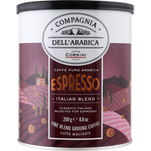 Кофе молотый Dell Arabica Espresso ж/б, 250г (8001684600076)