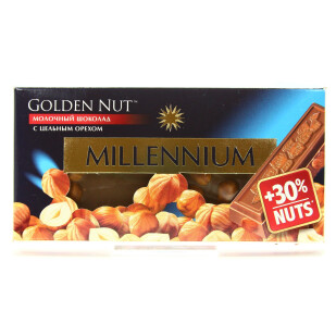 Шоколад Millennium Gold молочный с лесным орехом, 100г (4820005193059)