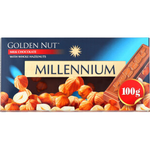 Шоколад Millennium Gold молочний з лісовим горіхом, 100г (4820005193059)