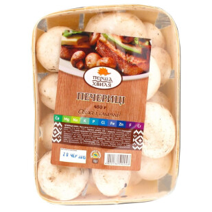 Грибы шампиньоны Перша хвиля фасованные, 450г (4820136590048)
