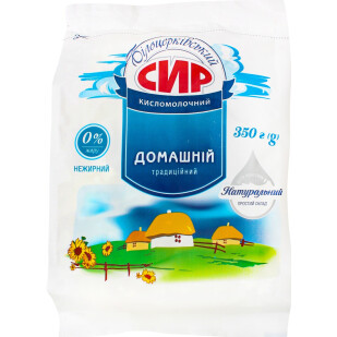 Сир кисломолочний Білоцерківський Домашній 0%, 350г (4820019493053)