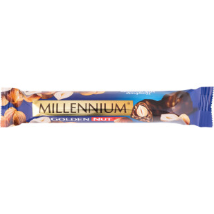 Шоколад молочний Millennium з цільним лісовим горіхом, 40г (4820075504250)