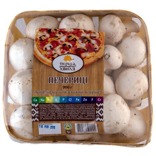 Грибы шампиньоны Перша хвиля фасованные, 900г (4820136590024)