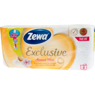 Бумага туалетная Zewa Exclusive Миндальное молочко 4-слойная, 8шт/уп (7322540837933)