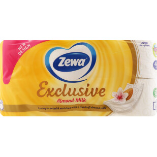 Папір туалетний Zewa Exclusive аромат Мигдального молока 4-шарова, 8шт/уп (7322540837933)