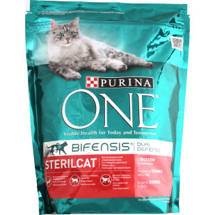 Корм для стерильных котов Purina One Bifensis с лососем сухой, 800г (7613035467927)