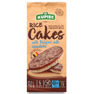 Хлебцы Kupiec рисовые покрытые молочным шоколадом, 90г (5906747171728)