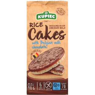 Хлебці Kupiec рисові в молочному шоколаді, 90г (5906747171728)
