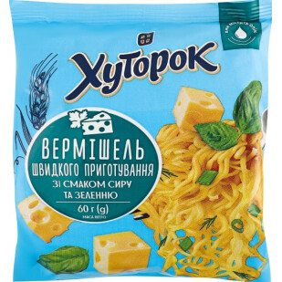 Вермишель Хуторок со вкусом сыра и зелени, 60г (4823124602006)