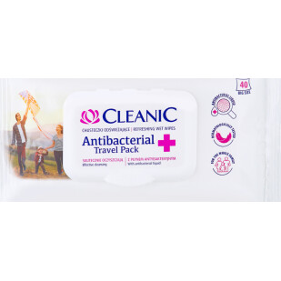 Салфетки влажные Cleanic Travel Pack антибактериальные, 40шт (5900095028895)