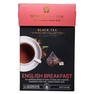 Чай чорний Wissotzky Tea English Breakfast, 16*2,5г/уп (0859013004013)