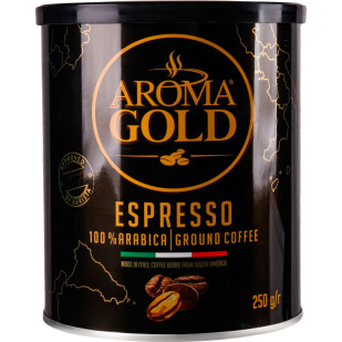 Кофе молотый Aroma Gold Espresso ж/б, 250г (4771632314839)
