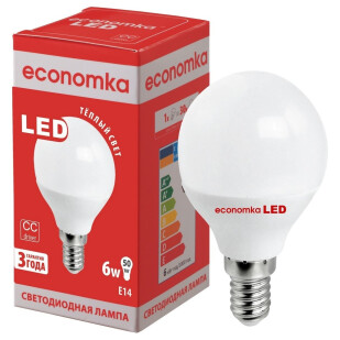 Лампа Экономка LED G45 6W 2800K E14, шт (4820172680567)