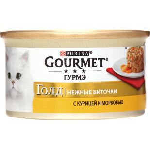 Корм для котов Gourmet Нежные биточки курица-морковь, 85г (7613035442207)