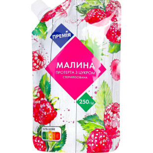 Малина перетерта Премія з цукром, 250г (4823096402611)
