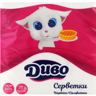 Салфетки Диво белые 330х330мм, 100шт/уп (4820003830390)