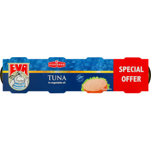Тунец EVA филе в растительном масле, 4*80г/уп (3850104231445)