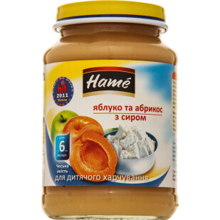 Пюре Hame Яблоко и абрикос с творогом, 190г (8595139702779)