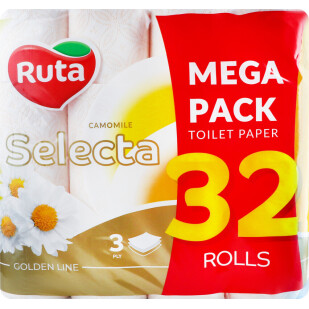 Папір туалетний Ruta Selecta 3-шаровий, 32шт (4820202894834)