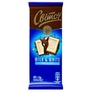 Шоколад Світоч молочный и белый, 85г (4823000921559)