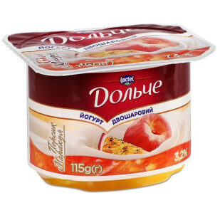 Йогурт Дольче персик-маракуйя 3,2%, 115г (4823065717517)