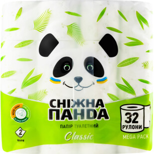 Папір туалетний Сніжна панда Classic 2-шаровий, 32шт (4820183971593)