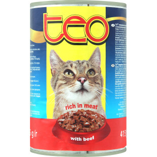 Корм для котов Teo с говядиной в соусе, 415г (5906731504136)