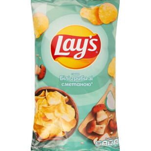 Чипси Lay's картопляні зі смаком білих грибів зі сметаною, 120г (4823063125475)
