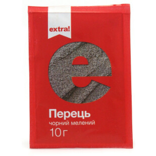 Перец черный Extra! молотый, 10г (4824034009374)