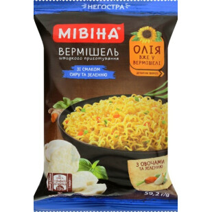 Вермишель Мівіна со вкусом сыра и зелени неострая, 59,2г (7613039936153)